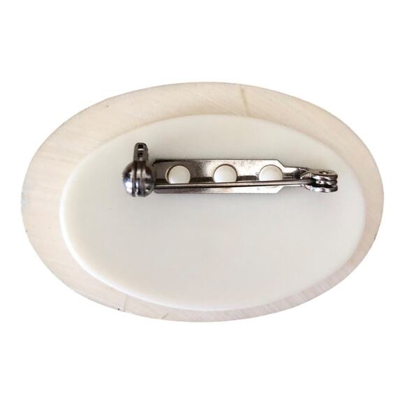 Vintage Butterfly Floral Antiqued Oval Resin Trinket Ring Box with Brooch as Lid - Picture 6 of 14